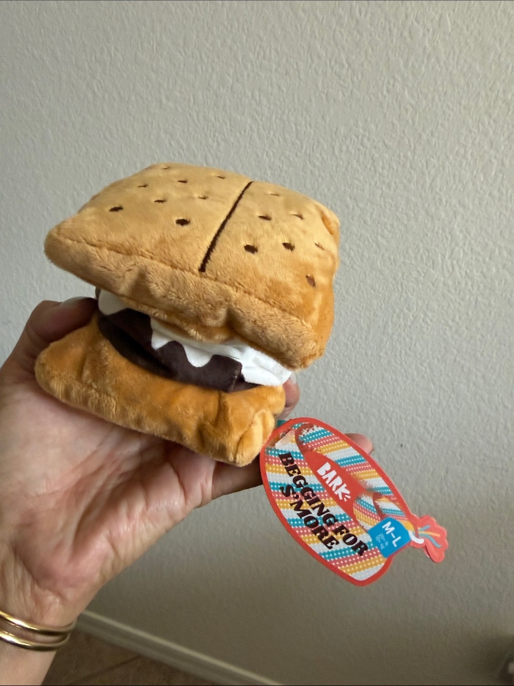 Bark Plush S'mores Puppet Toy - Tan, Brown, White